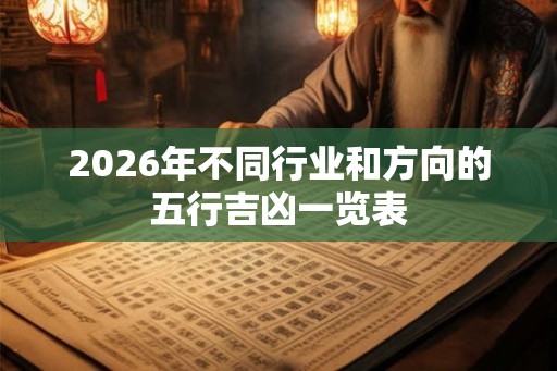 2026年不同行业和方向的五行吉凶一览表