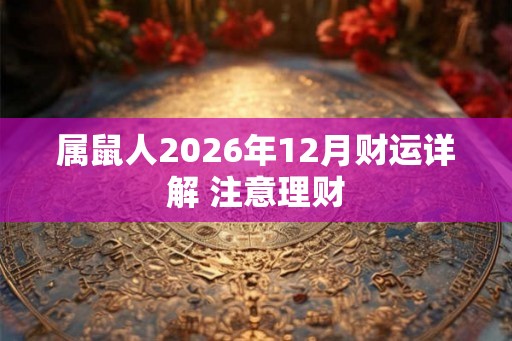 属鼠人2026年12月财运详解 注意理财 属鼠人2026年12月财运详解 注意理财