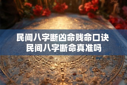 民间八字断凶命贱命口诀 民间八字断命真准吗