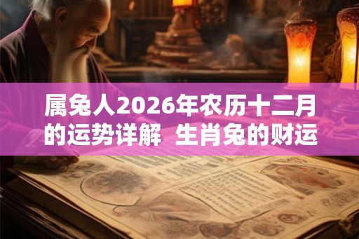 属兔人2026年农历十二月的运势详解  生肖兔的财运情况