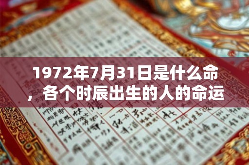 1972年7月31日是什么命，各个时辰出生的人的命运