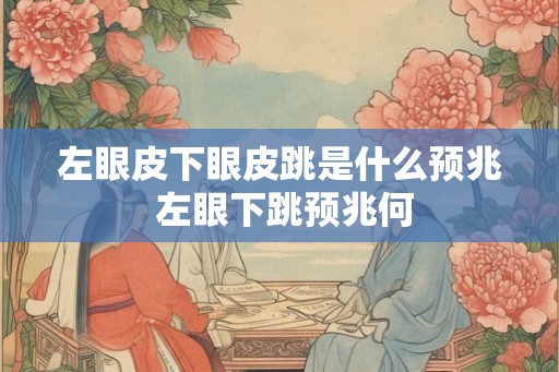 左眼皮下眼皮跳是什么预兆 左眼下跳预兆何