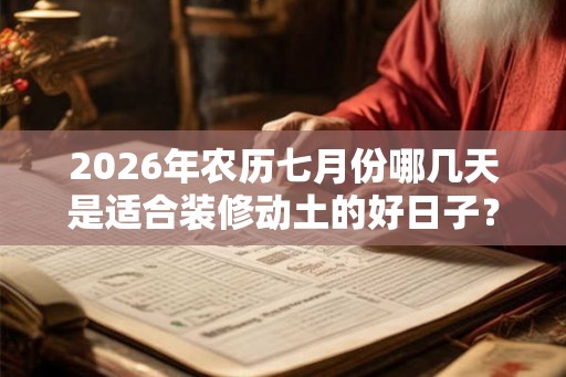 2026年农历七月份哪几天是适合装修动土的好日子？