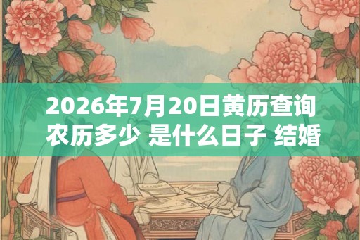 2026年7月20日黄历查询 农历多少 是什么日子 结婚吉时