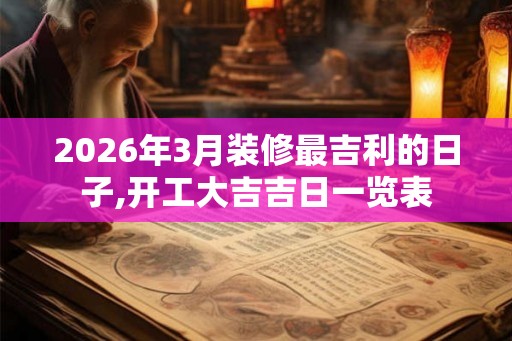 2026年3月装修最吉利的日子,开工大吉吉日一览表