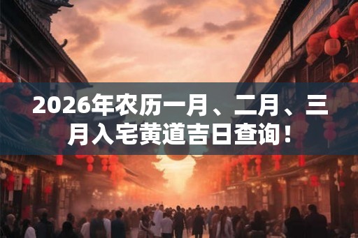2026年农历一月、二月、三月入宅黄道吉日查询！
