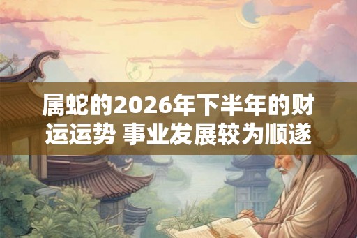 属蛇的2026年下半年的财运运势 事业发展较为顺遂