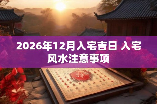 2026年12月入宅吉日 入宅风水注意事项