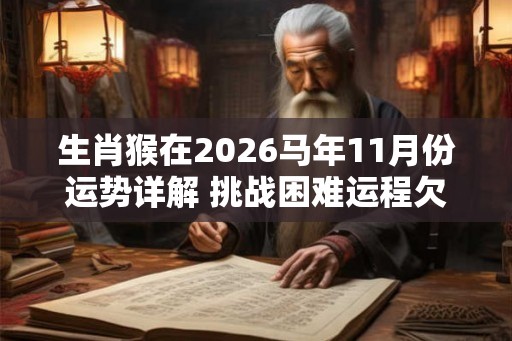 生肖猴在2026马年11月份运势详解 挑战困难运程欠佳 生肖猴在2026马年11月份运势详解 挑战困难运程欠佳