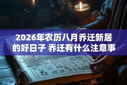 2026年农历八月乔迁新居的好日子 乔迁有什么注意事项 2026年农历八月乔迁新居的好日子 乔迁有什么注意事项