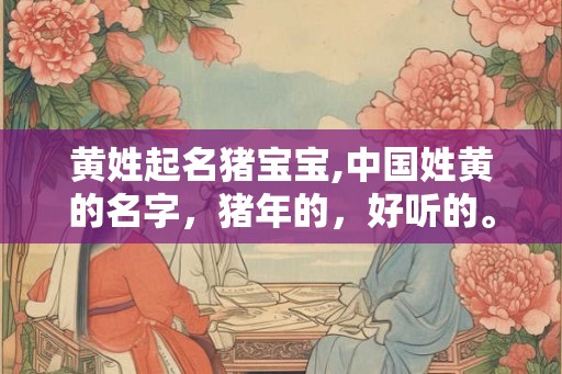 黄姓起名猪宝宝,中国姓黄的名字，猪年的，好听的。