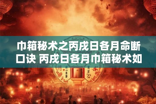 巾箱秘术之丙戌日各月命断口诀 丙戌日各月巾箱秘术如何断命