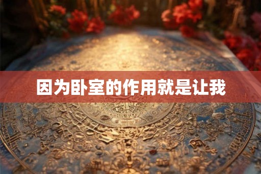 因为卧室的作用就是让我