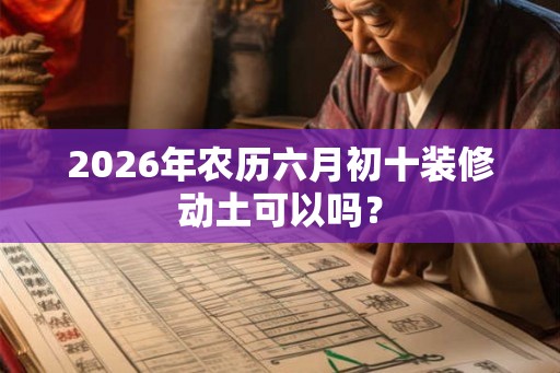 2026年农历六月初十装修动土可以吗？