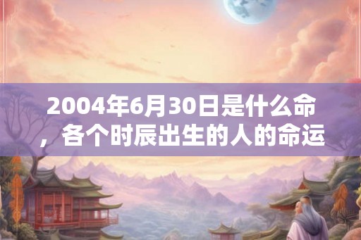 2004年6月30日是什么命，各个时辰出生的人的命运