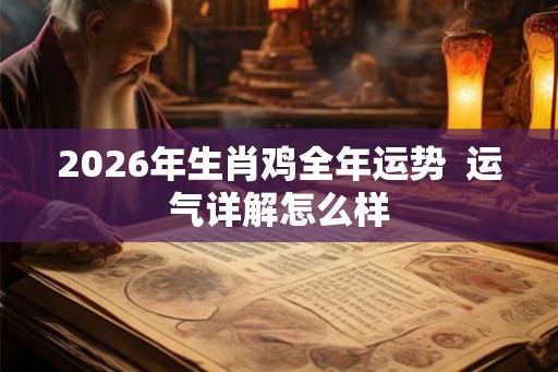2026年生肖鸡全年运势 运气详解怎么样 2026年生肖鸡全年运势 运气详解怎么样