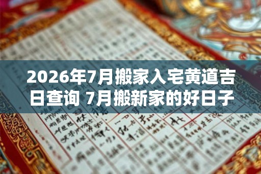2026年7月搬家入宅黄道吉日查询 7月搬新家的好日子！