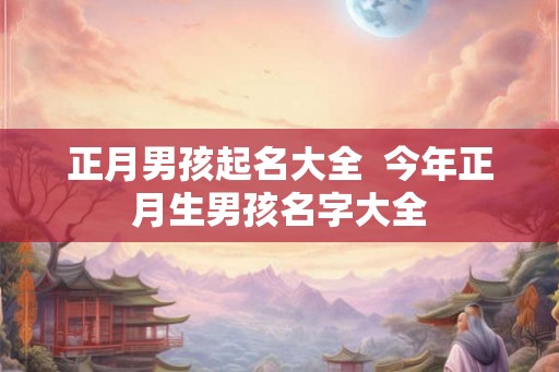 正月男孩起名大全  今年正月生男孩名字大全