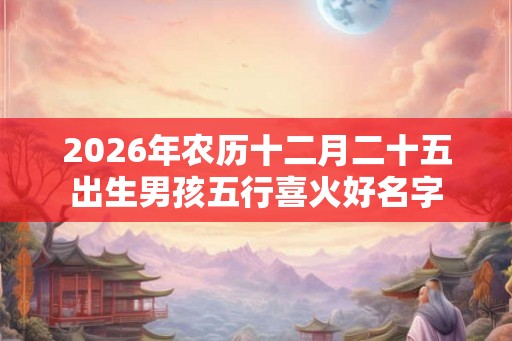 2026年农历十二月二十五出生男孩五行喜火好名字