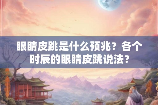 眼睛皮跳是什么预兆？各个时辰的眼睛皮跳说法？