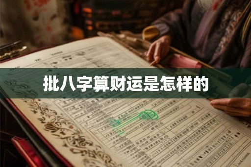批八字算财运是怎样的