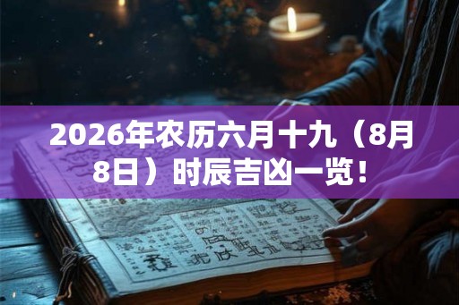 2026年农历六月十九（8月8日）时辰吉凶一览！