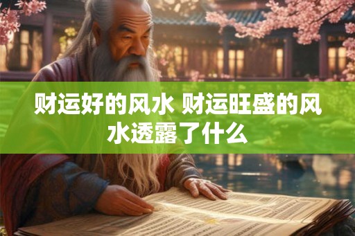 财运好的风水 财运旺盛的风水透露了什么 财运好的风水 财运旺盛的风水透露了什么
