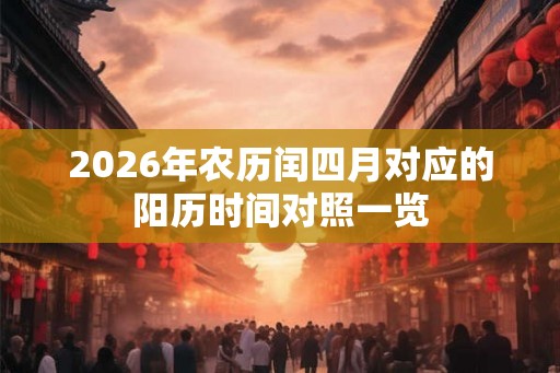 2026年农历闰四月对应的阳历时间对照一览