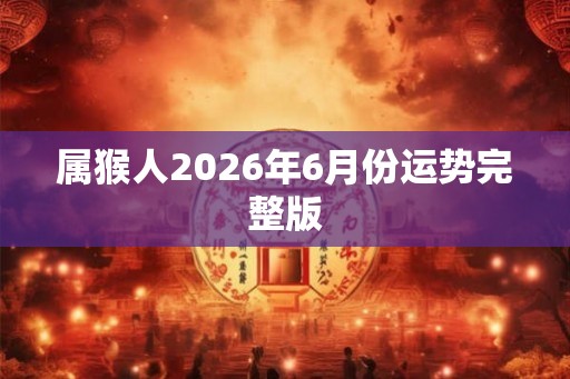 属猴人2026年6月份运势完整版