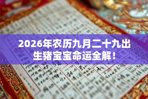 2026年农历九月二十九出生猪宝宝命运全解！