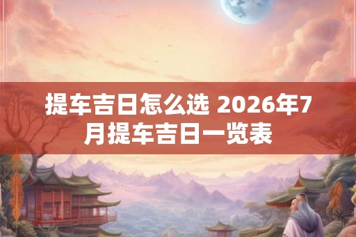 提车吉日怎么选 2026年7月提车吉日一览表