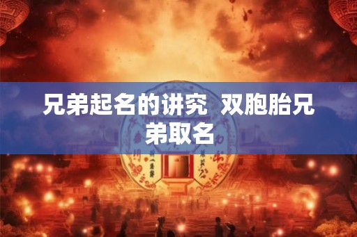 兄弟起名的讲究  双胞胎兄弟取名