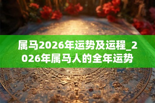 属马2026年运势及运程_2026年属马人的全年运势 属马2026年运势及运程_2026年属马人的全年运势