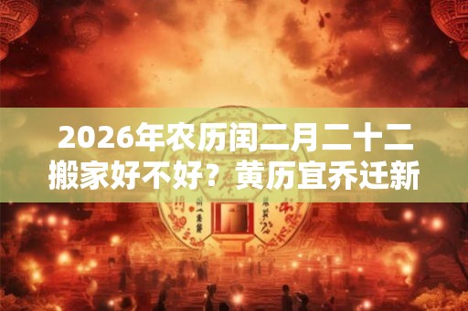 2026年农历闰二月二十二搬家好不好？黄历宜乔迁新居吗？
