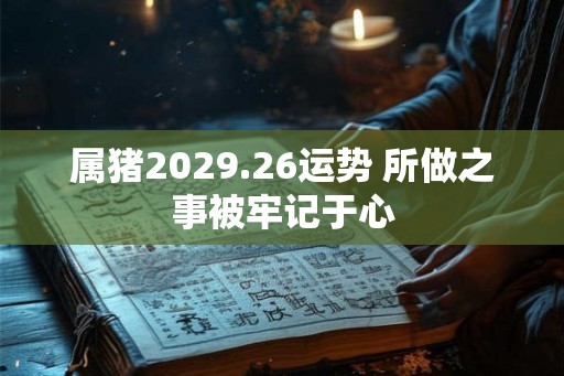 属猪2029.26运势 所做之事被牢记于心