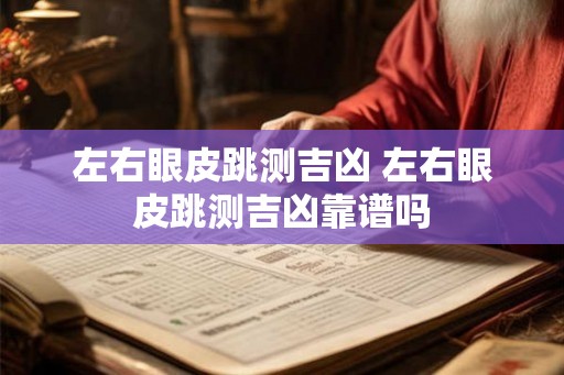 左右眼皮跳测吉凶 左右眼皮跳测吉凶靠谱吗 左右眼皮跳测吉凶 左右眼皮跳测吉凶靠谱吗
