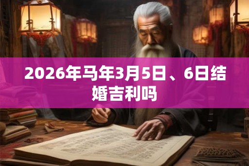 2026年马年3月5日、6日结婚吉利吗