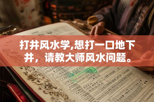 打井风水学,想打一口地下井，请教大师风水问题。