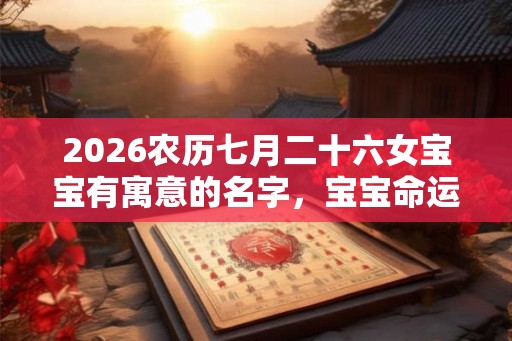 2026农历七月二十六女宝宝有寓意的名字，宝宝命运如何？