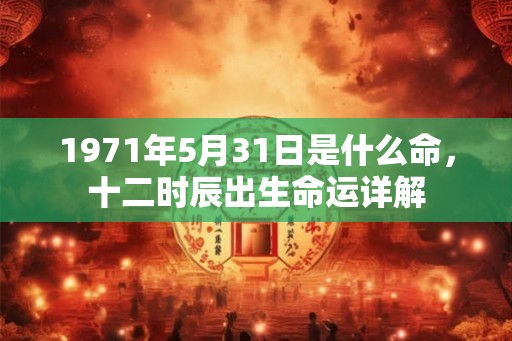 1971年5月31日是什么命，十二时辰出生命运详解