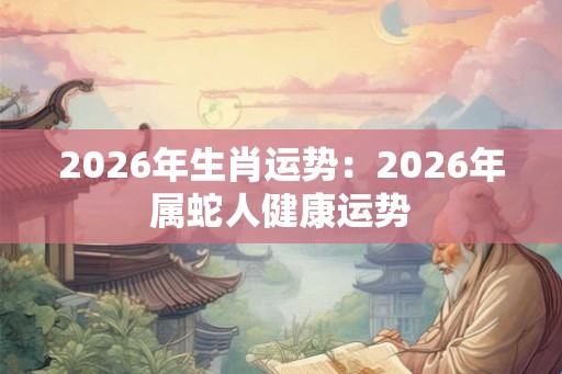 2026年生肖运势：2026年属蛇人健康运势