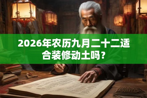 2026年农历九月二十二适合装修动土吗？