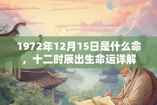1972年12月15日是什么命，十二时辰出生命运详解