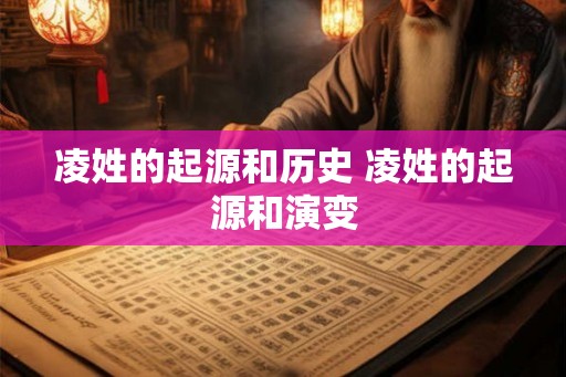 凌姓的起源和历史 凌姓的起源和演变