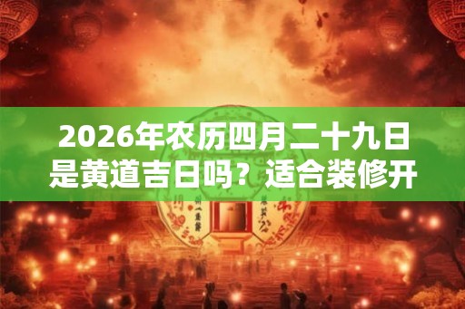 2026年农历四月二十九日是黄道吉日吗?适合装修开工吗? 2026年农历四月二十九日是黄道吉日吗?适合装修开工吗?