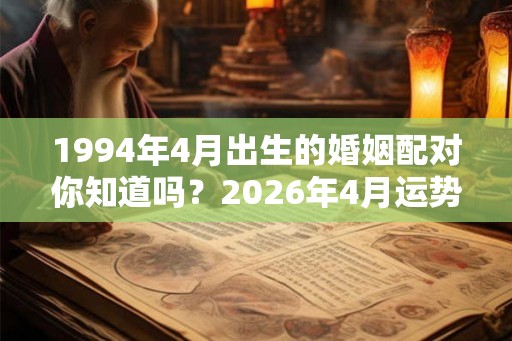 1994年4月出生的婚姻配对你知道吗？2026年4月运势如何？