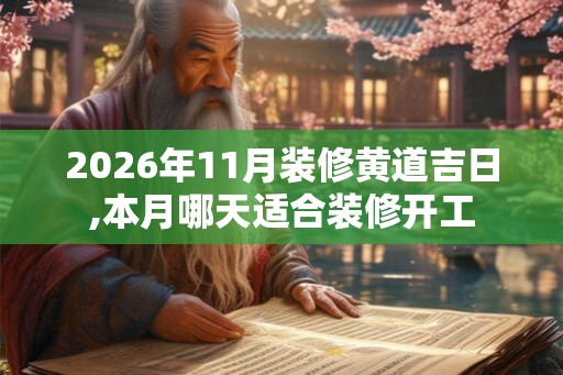 2026年11月装修黄道吉日,本月哪天适合装修开工