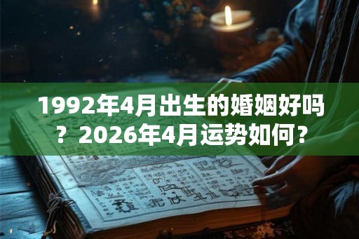 1992年4月出生的婚姻好吗？2026年4月运势如何？