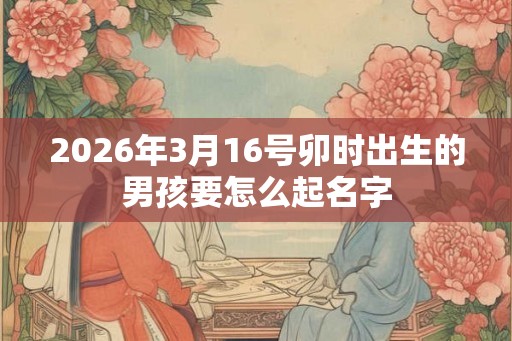 2026年3月16号卯时出生的男孩要怎么起名字