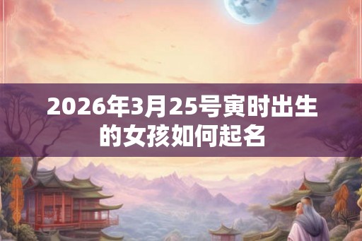 2026年3月25号寅时出生的女孩如何起名